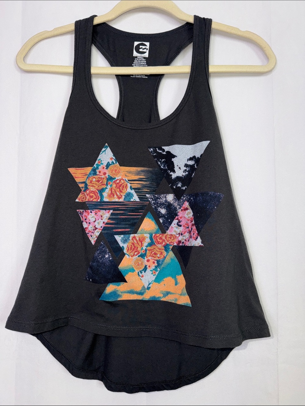 BILLABONG Floral Triangle Graphic Print Racerback Tank Top